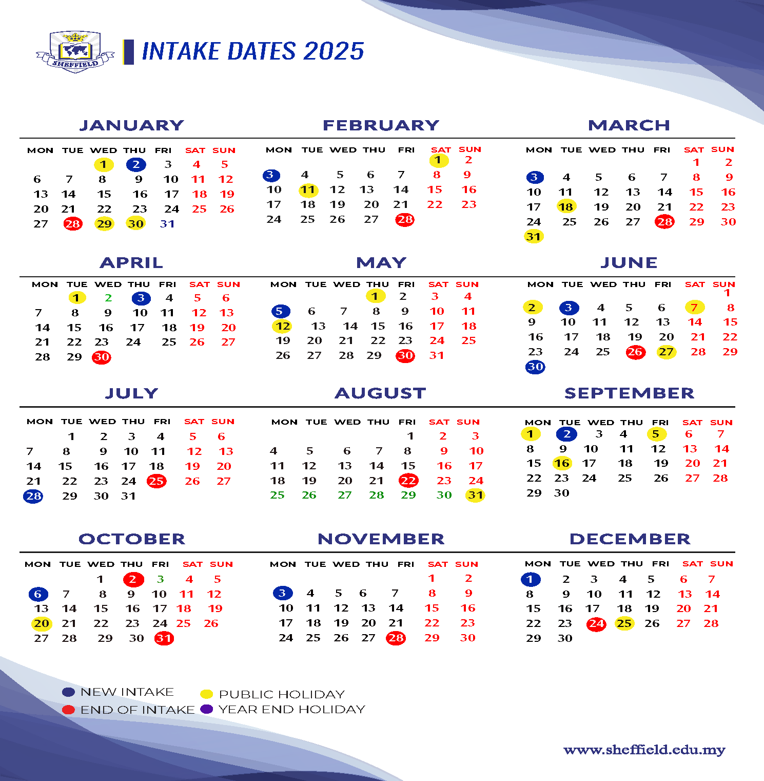 sheffield calendar 2025